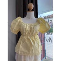 ราคา เสื้อเปิดไหล่คอสม็อค ไหล่แขนพองตุ๊กตางานเรียบน่ารักใส่สบาย (19475744178)
