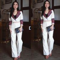 ราคา เช็ท 2 ชิ้น เซ็ทลายผ้าปักชาวเขาชาวทิเบต เสื้อคลุม กางเกงผ้าฝ้ายแท้ พิมพ์ลาย (21425641579)