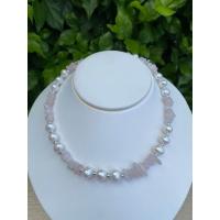 ราคา สร้อยคอไข่มุกแท้ ร้อยสลับโรสควอตซ์ชมพูใสหินนำโชค มุกแท้ มีใบรับประกัน (20490954290)