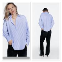 ราคา Zara เสื้อเชิ๊ตแขนยาว ทรงโอเวอร์ไซส์ ใส่หลวมๆ ลายทาง ฟ้า ขาว เนื้อผ้าโพลีเอสเตอร์ งานชนช็อป งานแท้ เช็คแทรคได้เลยแม่ (21592090562)