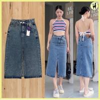 ราคา พร้อมส่ง BabarryJeans กระโปรงยีนส์ยีนส์ เอวสูง ผ่าหน้า S 2XL งานนำเข้า เกรด Premium สไตล์เกาหลี เก็บพุง สียีนส์ฟอก (20469198918)