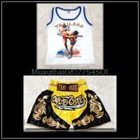 ราคา ชุดมวยไทยสำหรับเด็ก เสื้อกล้าม กางเกงมวยไทย รุ่นลายไทย Muay Thai set for children (13980683801)
