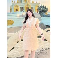 ราคา เดรสสาวอวบ อก38 46 ผ้ามุ้ง มีซับใน ลายสวย แต่งลูกไม้ D131 (21596129371)