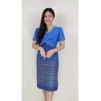 ราคา เดรสผ้าไทย อก40 เดรสผ้าฝ้ายพื้นเมือง ผ้าฝ้ายพิมพ์ลาย (21479136789)