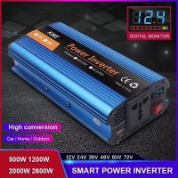 ราคา อินเวอร์เตอร์12V 24V To 220V 500W1200W 2000W 2600W Power Inverter เครื่องแปลงไฟ USB DC 12V 24V To AC 220 V 50H (16217511291)