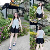 ราคา ชุดเซ็ตสาวอวบ เสื้อ กระโปรง อก38 48 D146 (21617834964)