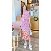 ราคา คลุมท้องอัดพลีท เดรสอัดพลีท ลายดอกสวย ผ้าดี (21156779921)