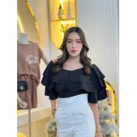 ราคา 2584 เสื้อระบายสามชั้นครอปหลังสม็อคสาวอวบใส่ได้ (21236762882)