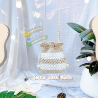 ราคา BBS Made in Thailand กระเป๋าถักแฮนด์เมด 100 Crochet Crossbody Bag minimal color tone ก้นแบน คุมโทนสไตล์มินิมอล (8447216800)