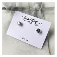 ราคา ต่างหูเงินแท้92 5 งานหล่อ แบบหุ้ม ประดับเพชรCZ (17698286777)