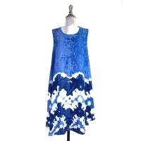 ราคา ชุดเดรสมัดย้อม ผ้ามัดย้อมทูโทน แขนกุด รอบอกเสื้อ 40 นิ้ว ย้อมสีคราม เดรสทรงยาว เน้นขายราคาถูก ใส่สบาย (21675088155)