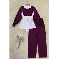 ราคา รุ่นเดซี่รุ่นเซ็ทเสื้อกางเกงสีพื้นขายาวมุสลิม แฟชั่นอิสลามใส่คาเฟ่ (21304087904)