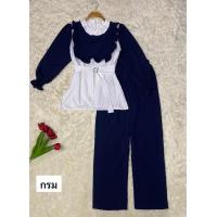 ราคา รุ่นเดซี่รุ่นเซ็ทเสื้อกางเกงสีพื้นขายาวมุสลิม แฟชั่นอิสลามใส่คาเฟ่ (21304087900)