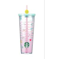 ราคา แก้วใส่น้ำดื่ม ถือพกพา Starbucks ทรง Double Wall เหมาะสำหรับเครื่องดื่มเย็น ขนาด 24 oz 710 ml ไม่มีจุกที่หลอดนะคะ (20826580639)