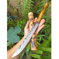 ราคา มีดดาบ ดาบสั้น ดาบปลายแหลม เสือซ่อนเล็บ Machete ใบ 10 2 เหล็กผานไถ ตีร้อนชุบแข็ง ผิวไฟ ด้ามฝักไม้ไผ่รวกรนไฟ ท้ายด้ามสแตนเลส (20748029857)