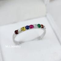 ราคา แหวนพลอยนพเก้า หลังเบี้ย แหวนเงินแท้ 92 5 เสริมโชคลาภ พลอยแท้ เงินแท้925 รับประกันสินค้าจากจันทบุรี (19358992384)