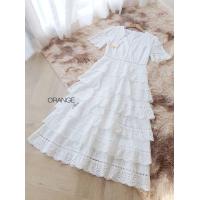 ราคา ป้าย Orang juice เดรสยาวปักฉลุลูกไม้ แต่งระบายชั้นๆ สุดอลัง (21063487417)