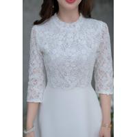 ราคา เดรสลูกไม้เกรดพรีเมียมตัดต่อกระโปรงพื้น สวยหรูและหวานในชุดเดียว สวยดูดีมากๆค่ะ ชุดนี้ผ้าลูกไม้สวยมาก ผ้าลูกไม้มีเทคเจอร์เป็นเส้น (19742128720)