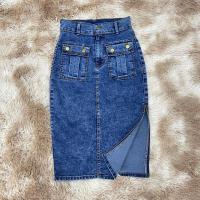 ราคา กระโปรงยีนส์มีกระเป๋าหน้าแบบยาว รุ่นผ่าข้าง สียีนส์ สีดำ (19076486139)