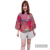 ราคา ส่งฟรี เสื้อเบลาส์คอวี ผ้าป่านเนปาล ลายนกยุง เสื้อแฟชั่นผู้หญิงเเขนสี่ส่วน แขนบอลลูน Zara official thailand เสื้อฟรีไซส์อก 38 43 ยาว 23 (21575630160)