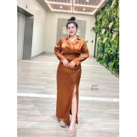 ราคา ชุดเซ็ตสาวอวบ เสื้อ กระโปรงผ้าซาตินไดม่อน D133 (21595637414)