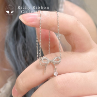 ราคา MNL สร้อยเพชร Richy Ribbon จี้โบ จี้เพชร สร้อยคอเงินแท้ สร้อยคอแฟชั่น สร้อยเงินแท้ สร้อยคอเพชร สร้อยเกาหลี เครื่องประดับเกาหลี (21564718213)
