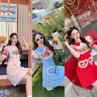 ราคา เดรสสั้นทอลายหัวใจ แต่งลูกไม้น่ารัก งานป้ายBRT N668 669 674 (21606109390)