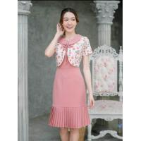 ราคา เดรสทำงาน เดรสผ้าพิมพ์ลายไทย ป้ายPhawi มือ1 สีชมพู m (21428734496)