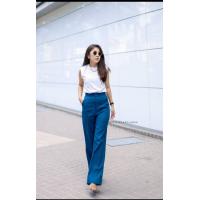 ราคา กางเกงผ้าลินินทรง Basic ขากระบอกนางแบบใส่งานจริงขายดีเก็บทรงสวย (11038708064)