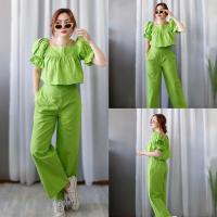 ราคา ชุดเซ็ทเสื้อครอป กางเกงขายาวเอวสูง (20937194732)