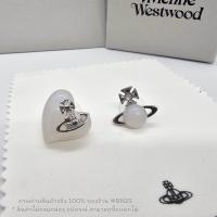 ราคา Vivienne Westwood Thomasina Mother of Pearl Stud Earrings ต่างหูวิเวียน จี้หัวใจสีขาว ประดับโลโก้ดาวเสาร์ งานปั๊ม สวยเลย รับประกัน (21648137104)