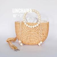 ราคา กระเป๋าสานรุ่นแตงโม หูลูกปัดไม้ ถือ สายสะพายยาว (19902799408)