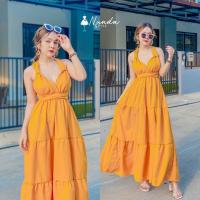 ราคา แม็กซี่เดรสยาวคล้องคอ เดรสโชว์หลัง ชุดใส่ไปทะเล คาเฟ่ แซ่บแซ่บ (17979249190)