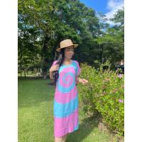 ราคา เดรสมัดย้อมทรงกระเหรี่ยงคอปาด (21558583192)