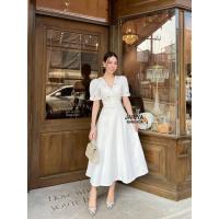 ราคา เดรสสีขาวใส่ออกงานใส่ทำงานใส่งานบุญงานบวชได้หมดสวยหรูเริศป้ายjariya (21568541479)