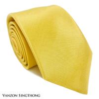 ราคา เนคไทผ้าไหมเทียมสีเหลือง สีทอง สีเหลืองพาสเทล ผ้ามันเงา By Vanzon Singthong (16296632876)