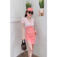 ราคา งานมินิเดรส คอปก สีทูโทน ผ้าไหมพรม รุ่น จ๊ะหนอน สวยเรียบมาใหม่อีกแล้วจ้าแม่ (20886799757)