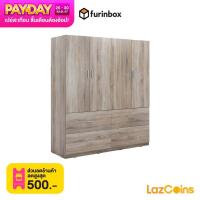ราคา Furinbox ตู้เสื้อผ้า 4 บาน พร้อมลิ้นชัก รุ่น TULIP สีธรรมชาติ (20762177750)