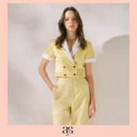 ราคา asv rs24 Claudia Cropped Blouse เสื้อผู้หญิง ทรงครอปครึ่งตัว แขนสั้น แต่งกระดุมคู่ด้านหน้า เอวยางยืด (21356985320)