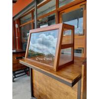 ราคา ตู้โชว์ไม้สัก ตู้โชว์อาหาร ตู้คางหมูแบบลึก ตู้สี่เหลี่ยมคางหมู ตู้สำหรับร้านกาแฟ ตู้ไม้สักเก่าแท้ (15178103539)