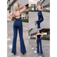 ราคา กางเกงยีนส์ ขาม้า เอวสูง ผ้ายืดสีดาร์กบลู สวยๆ ผ้าดี ผ้านิ่ม งานป้าย F9 (21594947317)