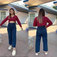 ราคา M29 กางเกงยีนส์สาวอวบอ้วน ผ้าไม่ยืด (17561153002)