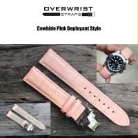 ราคา สายนาฬิกา สายหนังวัวแท้ สายหนังวัวปั๊มลายจระเข้ overwrist cowhide deployant buckle leather strap (14235491444)