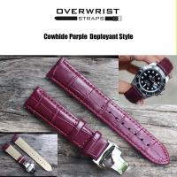 ราคา สายนาฬิกา สายหนังวัวแท้ สายหนังวัวปั๊มลายจระเข้ overwrist cowhide deployant buckle leather strap (15047566662)