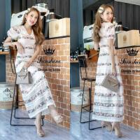 ราคา ป้าย Lady sunshine เดรสยาวลูกไม้งานปักทั้งชุด แขนตุ๊กตาน่ารัก สวยงาม (21731277196)