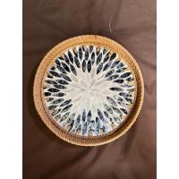 ราคา ถาด หวาย ฝังมุก ลายเปลือกหอย ใส่ขนมปัง เสริฟอาหาร วางชุดชา กาแฟ (21646251442)