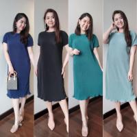 ราคา Fashion Pleated Dress ชุดเดรสสีพื้นผ้าอัดพลีท ชุดพลีทสาวบอวบ ชุดเดรสสาวอวบ ชุดใส่ทำงาน ชุดลำลอง เดรสยืดFreesize (17229461584)