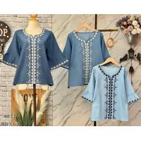 ราคา เสื้อปัก ผ้ายีนส์ โบฮีเมี่ยนน่ารัก ปลีกและส่ง ขนาด อก44ยาว23ในภาพ ผ้าปักและปักดอกลายสวย nudyda (21679767159)