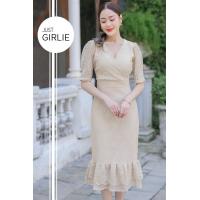 ราคา คอลเลคชั่นครีม น้ำตาล เดรสออกงานสีครีม ชุดลูกไม้ครีม ธีมสีครีม ชดราคาถูก มีไซส์ S M L XL (21602866353)