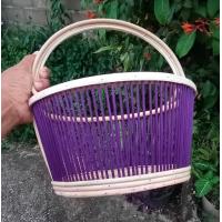 ราคา โครงตะกร้าหวายสีม่วง ทรงรี เส้นสานหวายเทียม (20513199628)